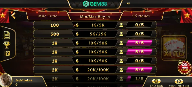 Tận Hưởng Trải Nghiệm Xì Tố Tại Gem88 Trực Tuyến Đỉnh Cao Với Tỷ Lệ Thắng Lớn