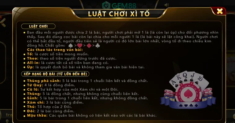 Tận Hưởng Trải Nghiệm Xì Tố Tại Gem88 Trực Tuyến Đỉnh Cao Với Tỷ Lệ Thắng Lớn